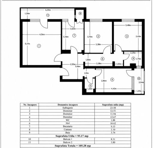 Apartament spațios cu 4 camere, 105,28 mp utili – Ultracentral, Pitești – fotografia 2 din 2