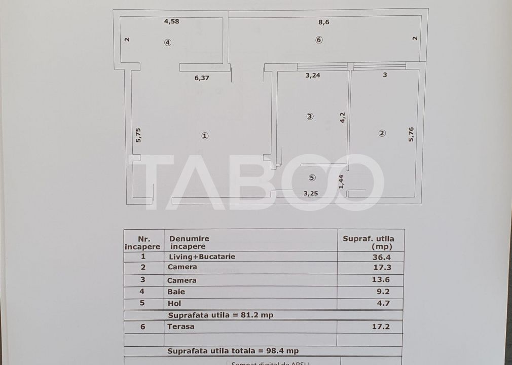 Apartament 3 camere decomandat 81 mp utili + terasa 17 mp nou 2025 – fotografia 3 din 3