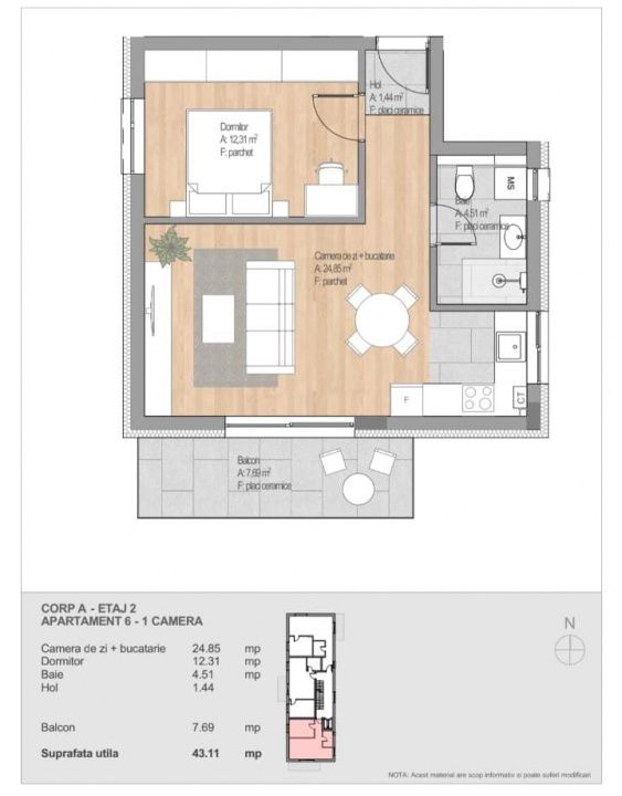 Apartament 2 camere, complex rezidential nou LIFT, finisat, parcare,str.Cetatii! – fotografia 5 din 6