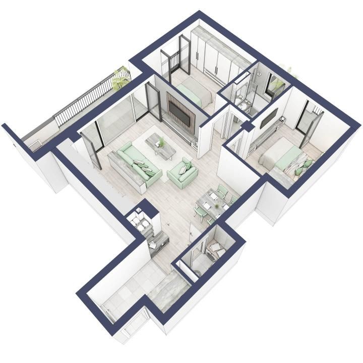 Apartament 3 camere, etaj 2, intabulare vara 2026 – fotografia 2 din 5