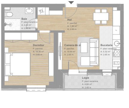 Apartamente finisate de 2 camere,, Tineretului . – fotografia 6 din 9