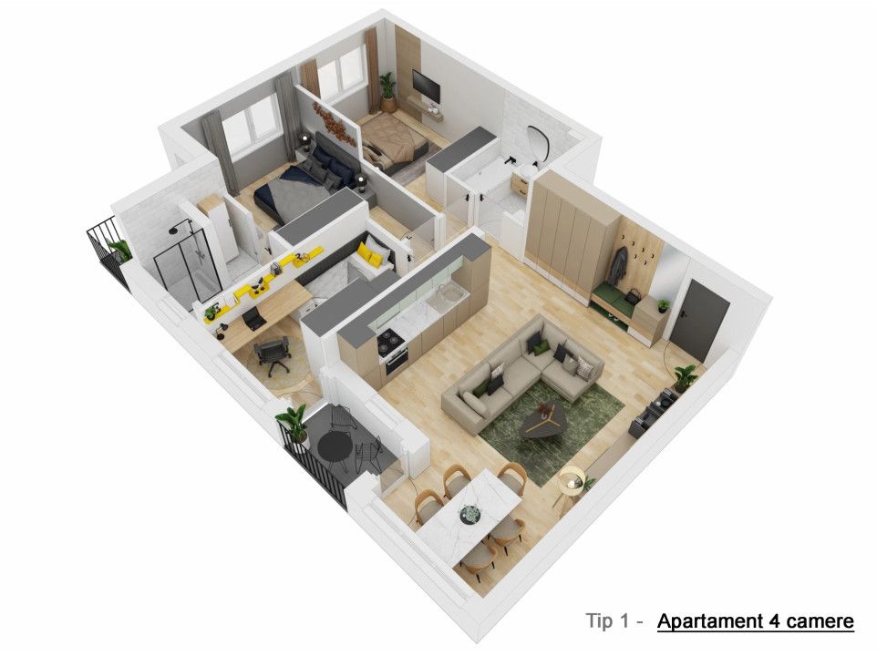 Apartament 4 camere - Tip I - 81,09 mp -   Doamna Stanca - COMISION 0 CUMPĂRĂTOR – fotografia 3 din 4
