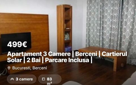 Apartament 3 Camere | Berceni | Cartierul Solar | 2 Bai | Parcare Inclusa |