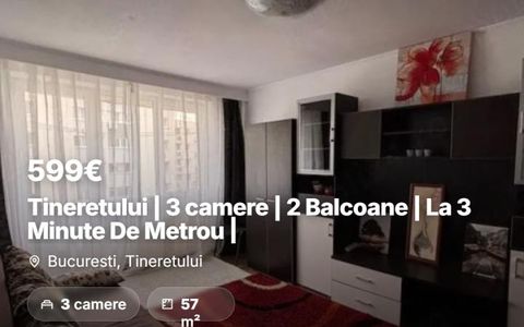 Tineretului | 3 camere | 2 Balcoane | La 3 Minute De Metrou |