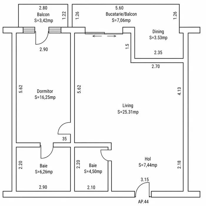 Apartament 2 camere, 73.77 Mp, Manastur - Edgar Quinet – fotografia 7 din 7
