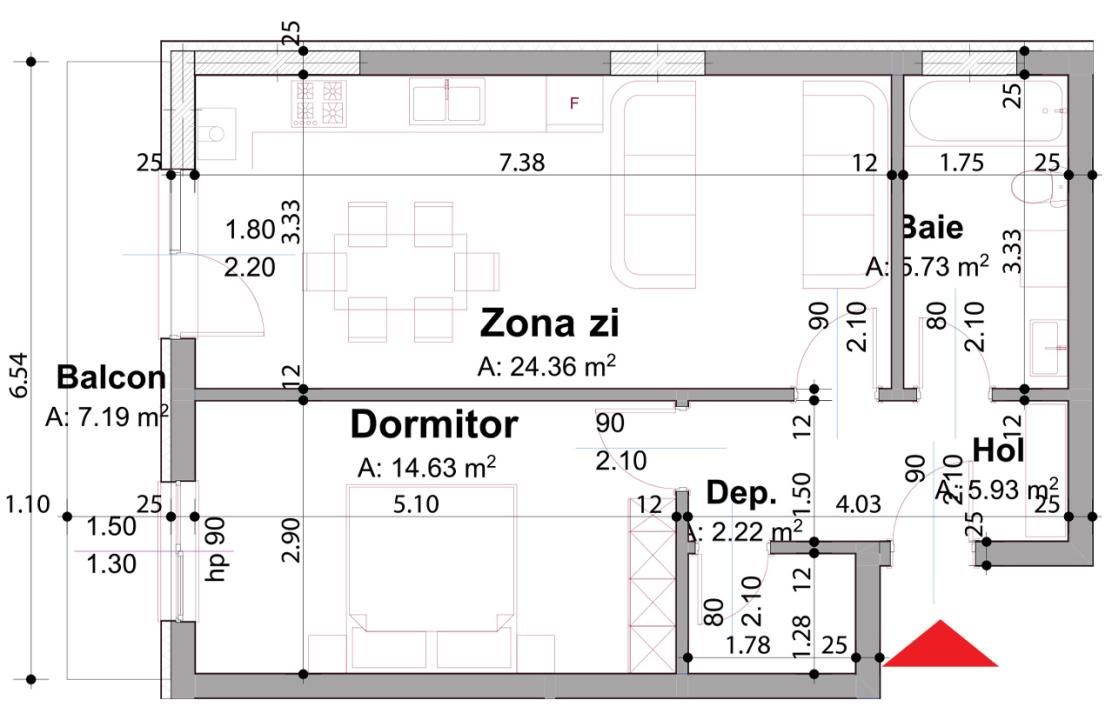 TVA inclus | Apartament tip studio cu 2 camere | Arena Trivale | Finalizat – fotografia 12 din 14