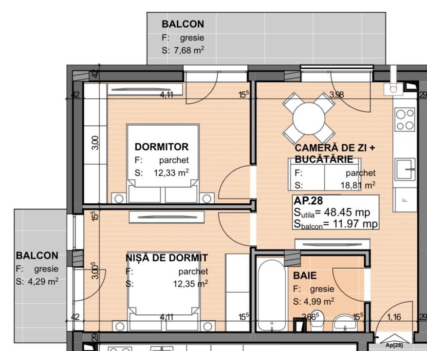 Exclusivitate!Com0%! Apartament 3 camere la semifinisat in Apahida Estimo Park – fotografia 1 din 18