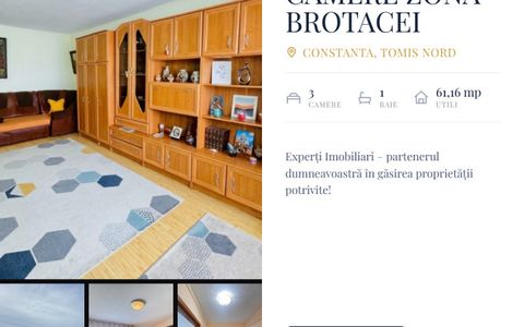 Apartament 3 camere de vanzare - zona Brotacei, Tomis Nord