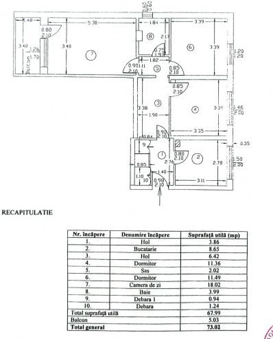 Apartament de 3 camere, Mircea cel Batran, etaj intermediar – fotografia 1 din 1
