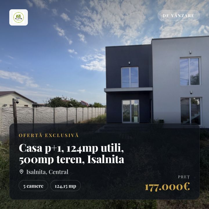 Casa p+1, 124mp utili, 500mp teren, Isalnita – fotografia 1 din 15