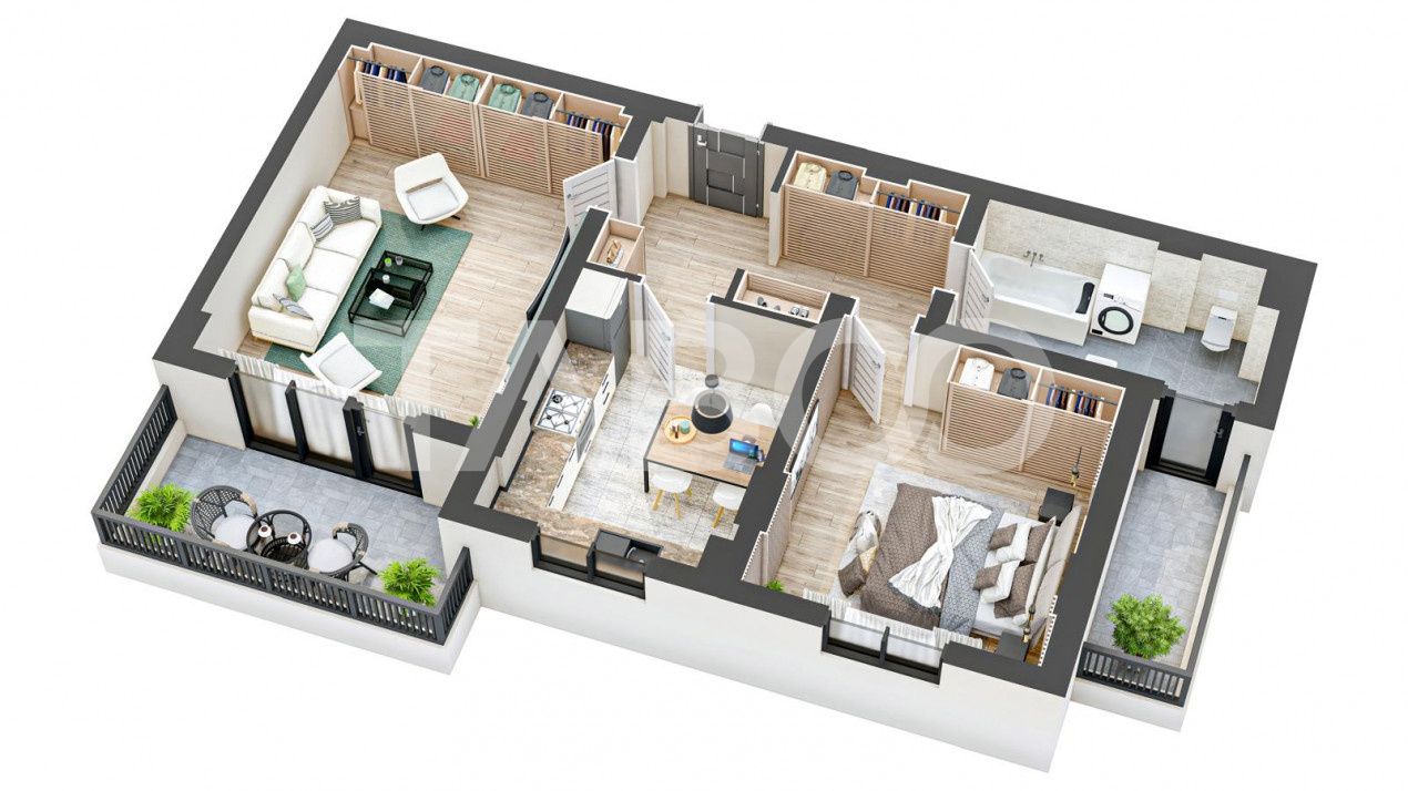 Apartament 2 camere 63 mpu 2 balcoane CONSTRUCTIE NOUA 2024 in Sibiu – fotografia 7 din 9