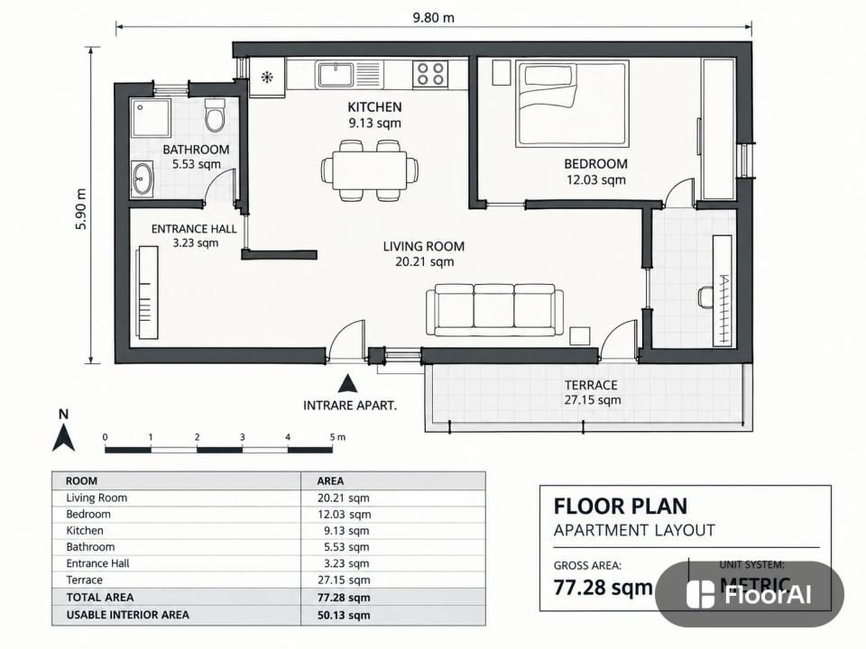 🏡 APARTAMENT 2 CAMERE + TERASĂ  27 MP | MILITARI RESIDENCE | PARCARE – fotografia 10 din 10