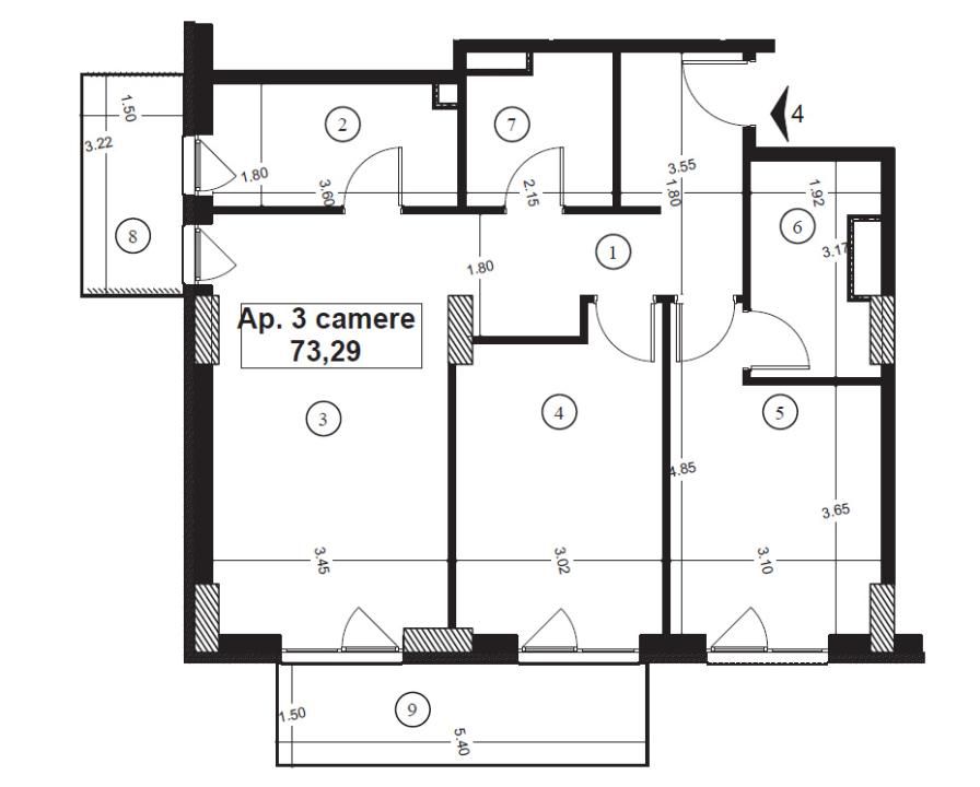 Apartament 3 Camere, 2 băi, 76mp + Balcon 11,66mp | Elite City, Mărăști – fotografia 8 din 8