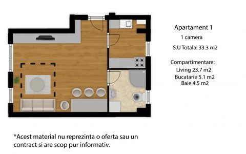 Proiect nou | Apartament 1 cameră | Cetății