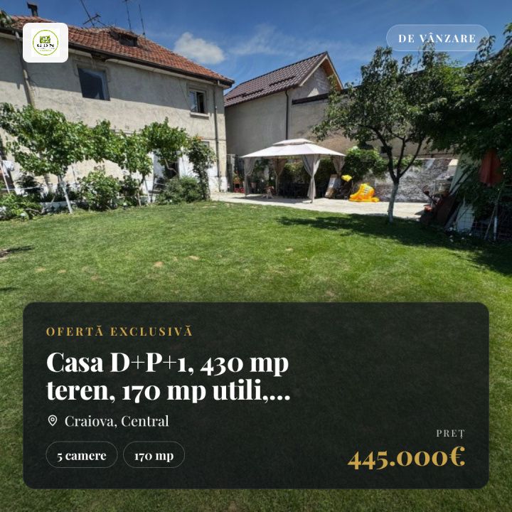 Casa D+P+1, 430 mp teren, 170 mp utili, zona Centrala – fotografia 1 din 16