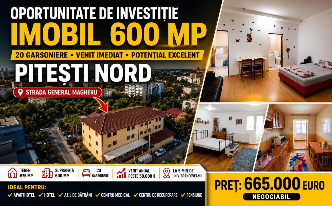 Imobil Premium 600 mp | Pitești Nord | Ideal pentru Hotel, Clinică, Azil batrani – fotografia 1 din 9