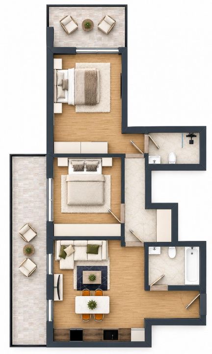 Apartament PREMIUM I 3 camere I 66 mp I  finisaje de inalta calitate I – fotografia 3 din 14