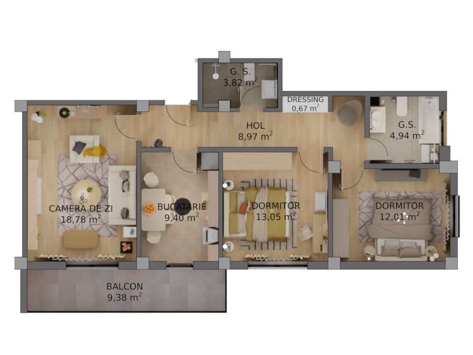 Apartament 3camere, decomandat, 83mp, Cartier Veterani, Parcul Nicolae Romanescu – fotografia 9 din 9