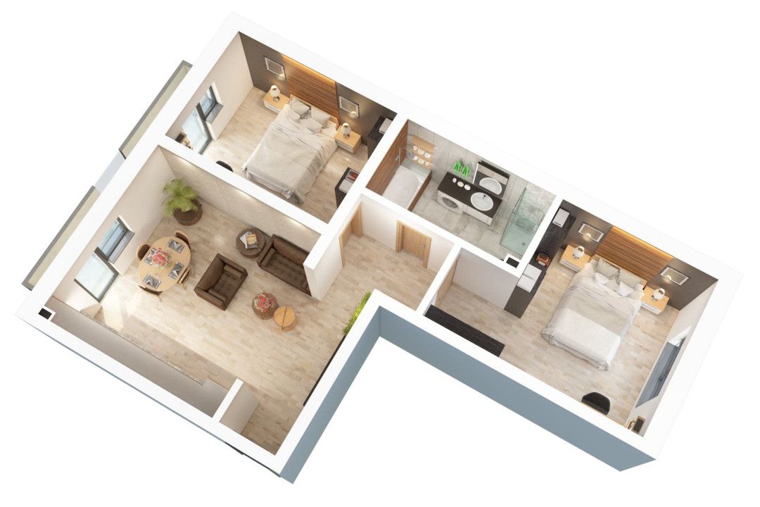 Apartament 3 camere - 77,8 mp utili - 2 balcoane 14,85 mp si 2 bai – fotografia 5 din 7