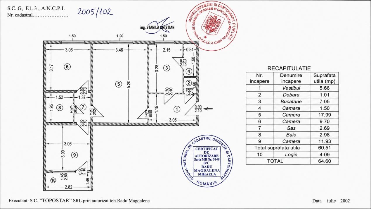 Ap 3 Camere | Semidecomandat | Brâncoveanu | Etaj 3 | 65 m² – fotografia 8 din 8