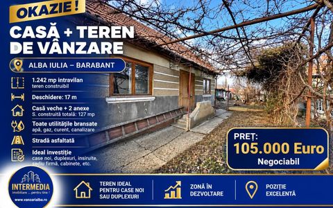 OKAZIE! Casa Veche Barabant 1242mp Teren d=17m Gard Asfalt Bransamente Utilitati