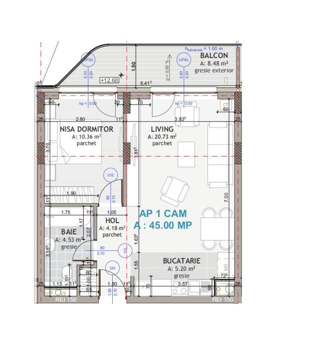 Apartament de 2 camere, 45 mp, Semifinisat, Zona Eroilor – fotografia 8 din 8