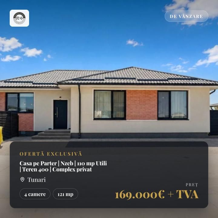 Casa pe Parter | Nzeb | 110 mp Utili | Teren 400 | Complex privat – fotografia 1 din 15