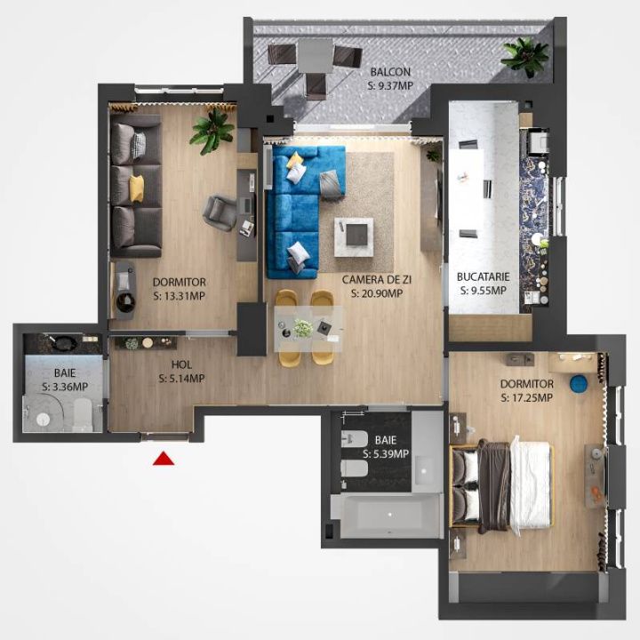 Apartament cu 3 camere de vanzare in Oradea, bloc nou Iosia, mobilat si utilat – fotografia 3 din 11