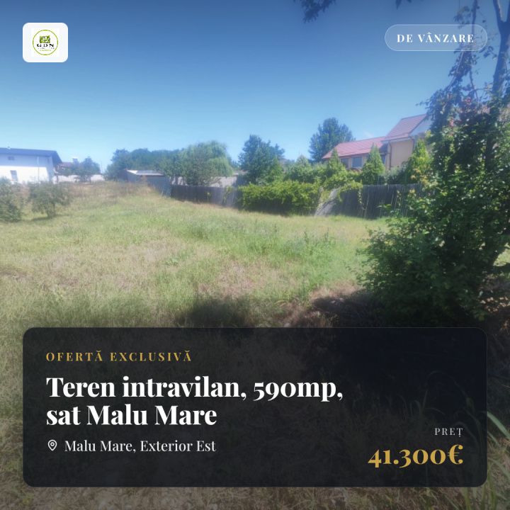 Teren intravilan, 590mp, sat Malu Mare – fotografia 1 din 2