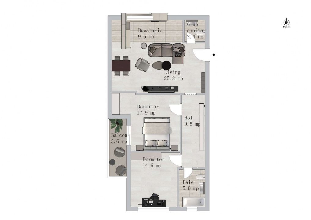Apartament Spatios de 3 Camere - 90mp | Green Garden – fotografia 3 din 15