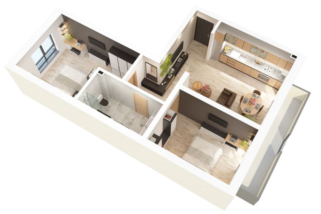 Apartament 3 camere - 77,8 mp utili - 2 balcoane 14,85 mp si 2 bai – fotografia 4 din 7