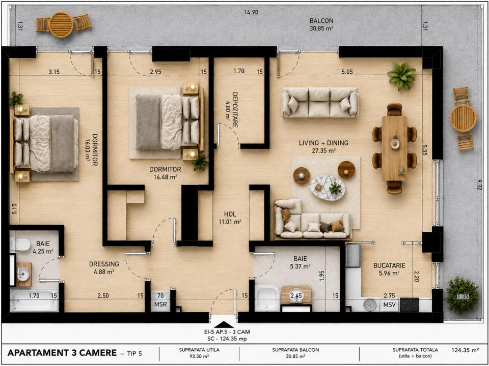 Gemina by the Lake | Apartament 3 camere | Pipera Plaza | Rond OMW – fotografia 4 din 29