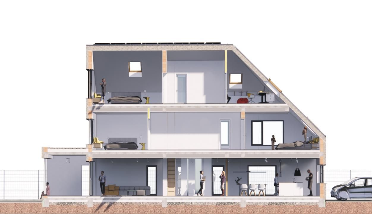 Duplex P+1E cu supanta, model deosebit, 4 camere, 4 bai - Dumbravita – fotografia 2 din 21