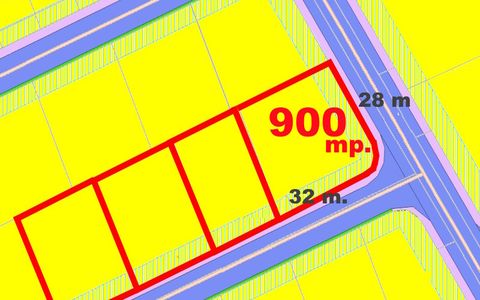 Teren INTRAVILAN 900 mp. 2 fronturi Stradale 28m CETATE Lidl-Schit Asfalt Canal