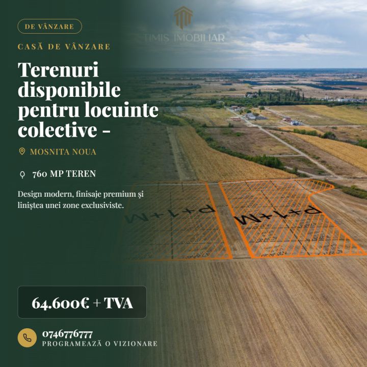 Terenuri disponibile pentru locuinte colective - S+P+2E+M – fotografia 1 din 15