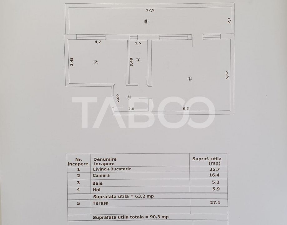 Apartament 2 camere de vanzare 63mp + terasa 27 mp constructie noua – fotografia 2 din 2
