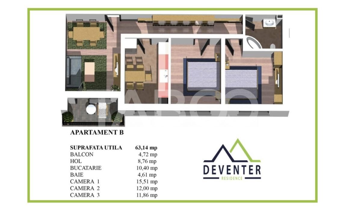 Apartament decomandat la parter 3 camere balcon Cartier Arhitectilor – fotografia 8 din 24