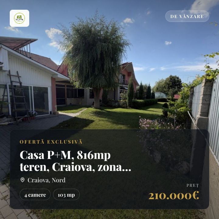 Casa P+M, 816mp teren, Craiova, zona lacul Tanchistilor – fotografia 1 din 22