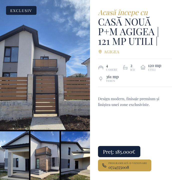 Casă Nouă P+M Agigea | 121 mp Utili | Încălzire în Pardoseală – fotografia 1 din 21