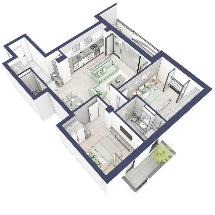 Apartament 3 camere, etaj 2, intabulare vara 2026 – fotografia 3 din 5