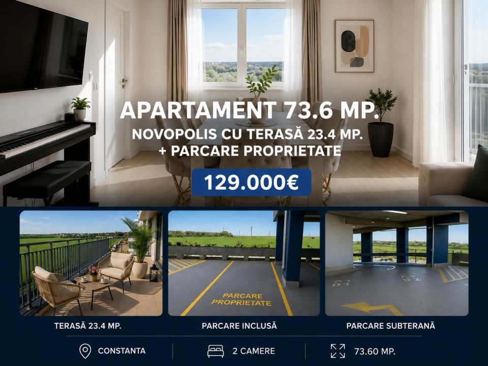 Apartament 73.6 mp. Novopolis cu terasă 23.4 mp. + parcare proprietate – fotografia 19 din 24