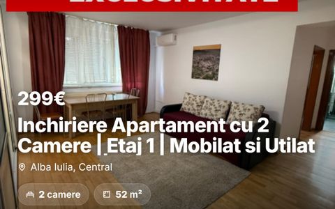 Inchiriere Apartament cu 2 Camere | Etaj 1 | Mobilat si Utilat Complet | Central