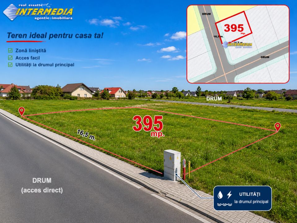Teren Intravilan | Alba-Micesti | ORIZONT | 395 mp. | d=16,50 m | Apa Curent Gaz – fotografia 5 din 5