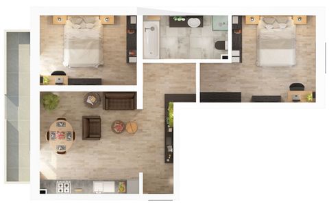 Apartament 3 camere - 77,8 mp utili - 2 balcoane 14,85 mp si 2 bai