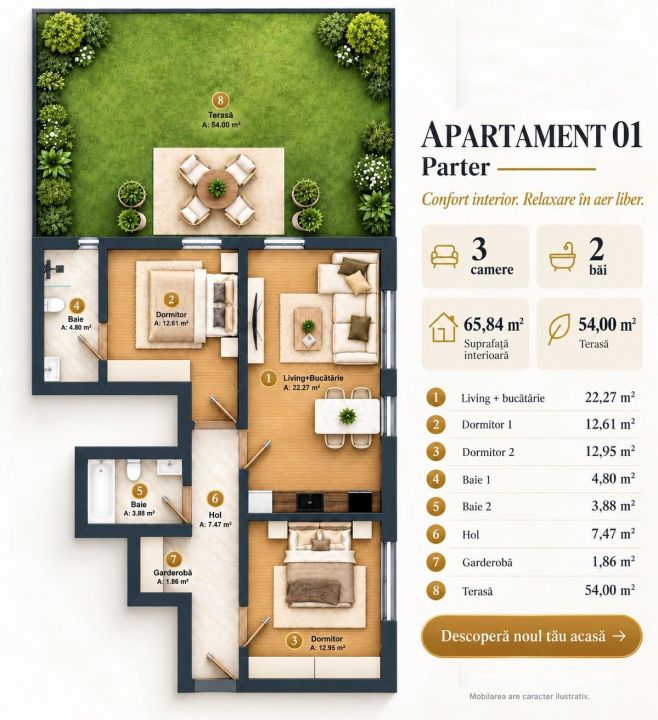 Apartament PREMIUM I 3 camere I 66 mp I  finisaje de inalta calitate I – fotografia 11 din 14