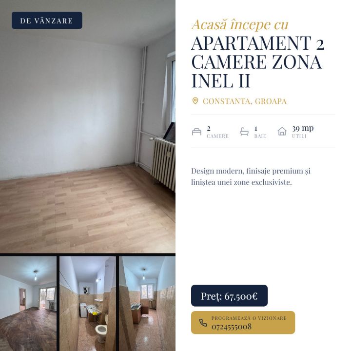 Apartament 2 camere de vanzare  în Zona Inel II, Constanta – fotografia 1 din 7