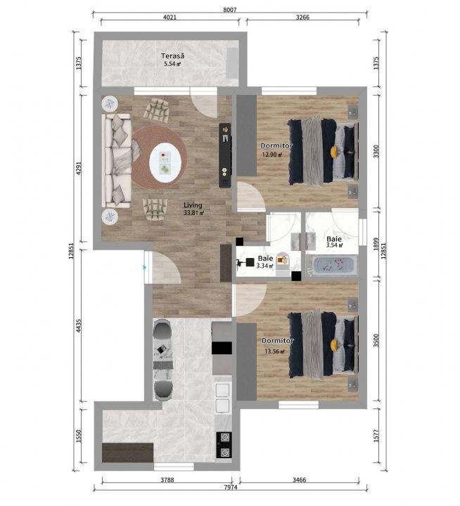 AP. 3 cam., balcon, Parcare inclusă – Cittadella Garden-APEDUCTULUI – fotografia 10 din 12