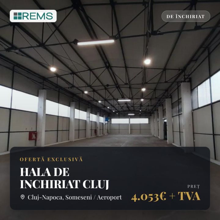 HALA DE INCHIRIAT CLUJ SOMESENI | 743 MP + BIROURI 145 MP | 2 RAMPE – fotografia 2 din 5