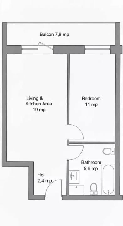 Apartament 2camere, finisat, etaj intermediar , Bloc 2026. – fotografia 8 din 8
