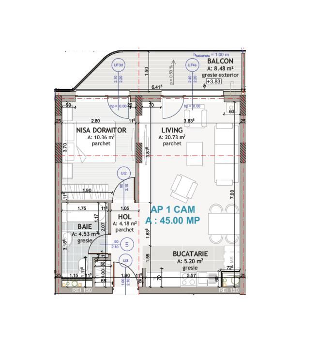 Apartament 2 camere, 45mp, terasa generoasa, LIFT, parcare, mobilat, str.Eroilor – fotografia 10 din 10